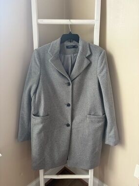 Ralph Lauren Gray Single-Breasted Wool-Blend Pea Coat